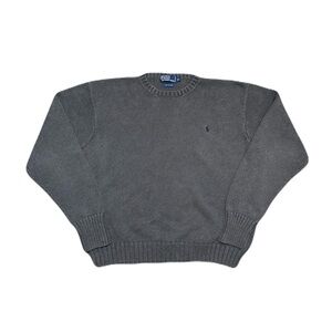Vintage Polo Ralph Lauren Knit Sweater Men's XL Crewneck Cotton Dark Gray